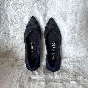 Rothy’s Point Dark Black Camo Flat Shoe 6.5